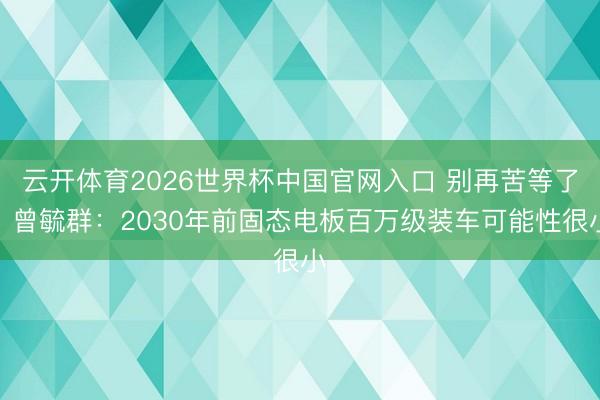 云开体育2026世界杯中国官网入口 别再苦等了！曾毓群：2030年前固态电板百万级装车可能性很小