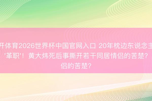 云开体育2026世界杯中国官网入口 20年枕边东说念主被'革职'！黄大炜死后事撕开若干同居情侣的苦楚？